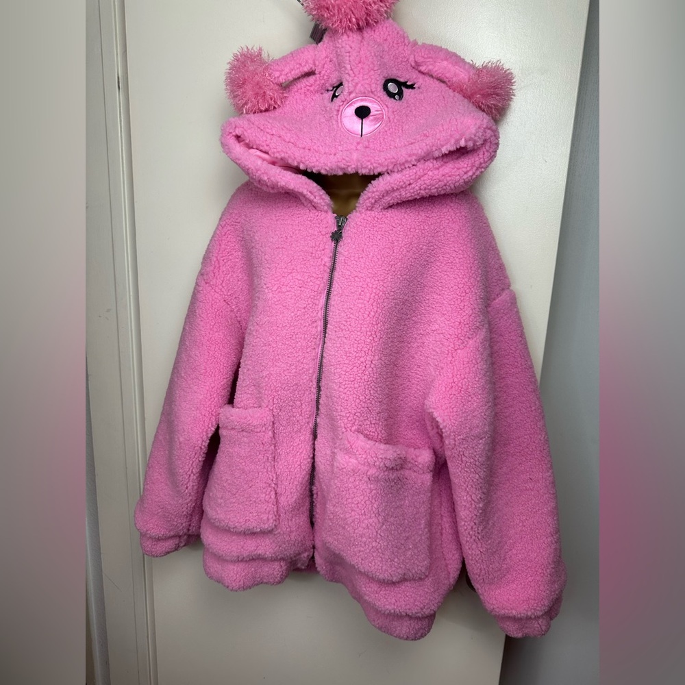DELIA*S X Dolls Kill Pink Best In Show Poodle Sherpa Hooded Jacket NWT XXS-L